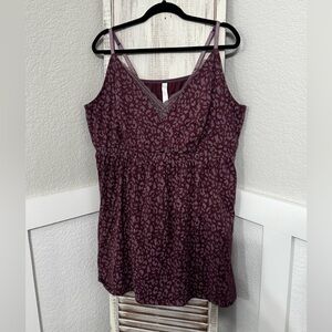 Cute!! Cacique Purple Cheetah Leopard Lace-Back Lounge Gown PJ Lingerie 26/28